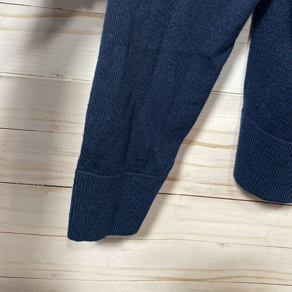 J Crew Blue Merino Wool Blend Quarter Zip Pullover Mock Neck Sweater - Picture 9 of 16